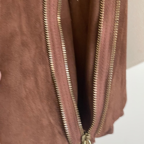 VINTAGE ICEBERG elegant BROWN Swede zippers SKIRT - Picture 14 of 16